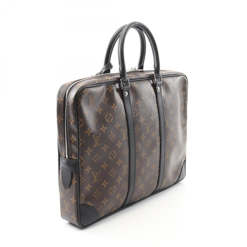 Louis Vuitton Porte Brown Black Bag documents Voyage Business Macassar